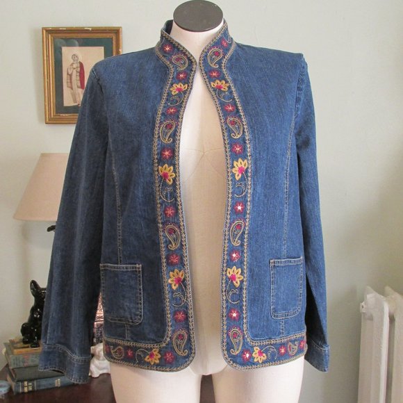 Y2K Embroidered Denim Jacket - Picture 1 of 3